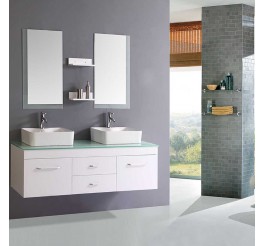 high gloss white bathroom vanities and cabinets with double basin double faucet
