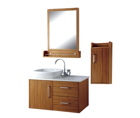 Wood grain water resistant plywood bath vanity cabinets with single basin,faucet