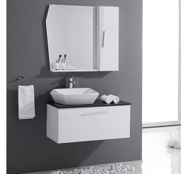 corner bathroom vanity with wall mounted side cabinet