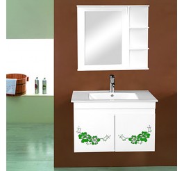 custom wall mounted bathroom vanities with two decorative pattern cabinet doors