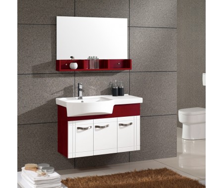 Bathroom vanities of wine red and white acrylic panel material