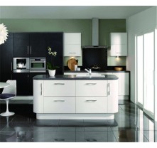 Black and whiet color high gloss kitchen cabinet