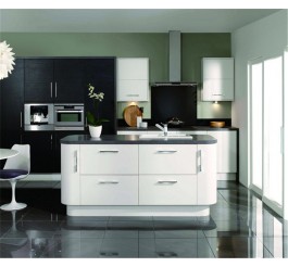 Black and whiet color high gloss kitchen cabinet