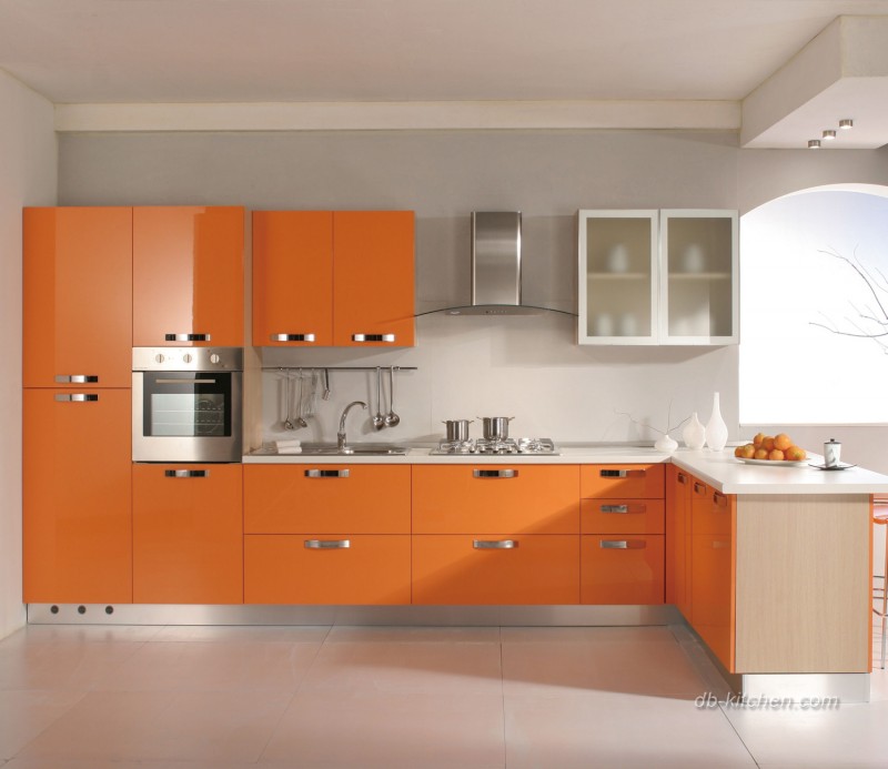 High Gloss Acrylic Kitchen Cabinets / High Gloss Red Kitchen cabinet