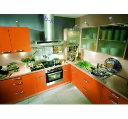 high gloss UV kitchen cabinet design with orange  surface