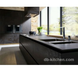 Black melamine faced modern customize kitchen cabinet