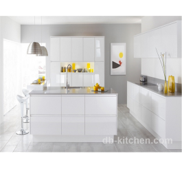 high gloss MDF white acrylic kitchen cabinet modern style
