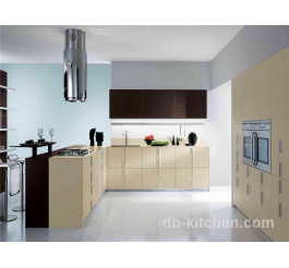 Modern style PETG khaki color kitchen cabinet with matte finish