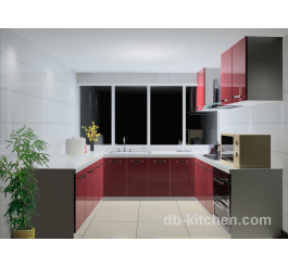 New design high gloss red acrylic kitchen kitchen