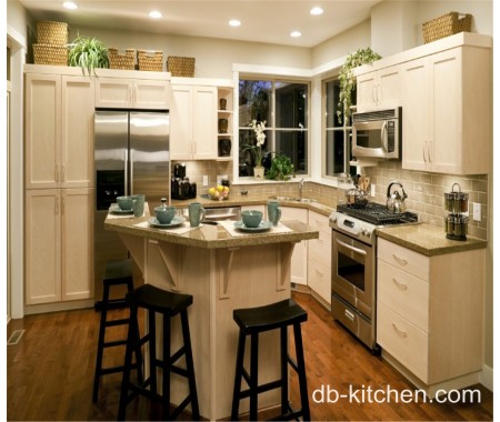 Off white elegant PVC small kitchen cabinet design
