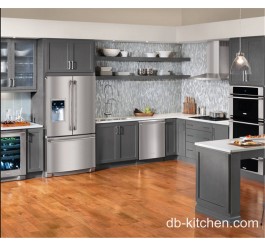 grey color custom made PVC kitchen cabinet