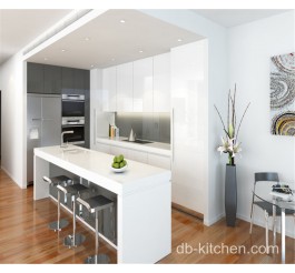high gloss white acrylic small kitchen cabinet design