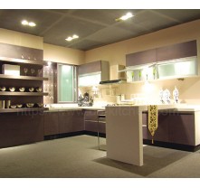 2016 China high gloss plywood grey kitchen cabinet supplier with kitchen island