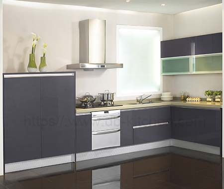 New design grey lacquer kitchen cabinet China