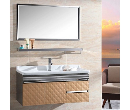 Discount brown color embossed style bathroom vanity cabinets