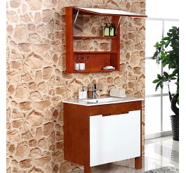 small bathroom vanity_ vintage wood grain  mix modern design