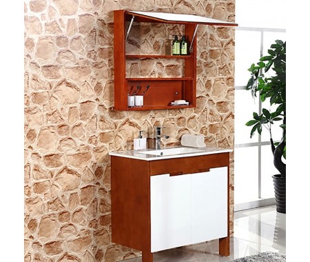 small bathroom vanity_ vintage wood grain  mix modern design