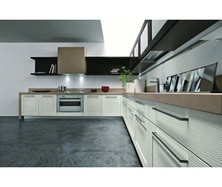 white kitchen cabinets L-shape design