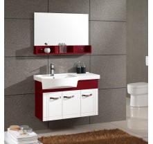 Bathroom vanities of wine red and white acrylic panel material