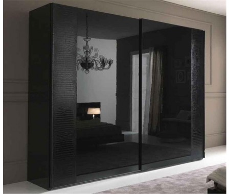 wanderful transional Wooden Bedroom Wardrobe in mirror doors wardrobe