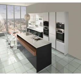 Jisheng  UV high gloss modern kitchen cabinet black and white