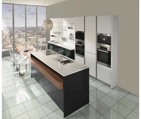 Jisheng  UV high gloss modern kitchen cabinet black and white