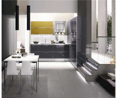 fantastic high gloss dark grey kitchen cabinet