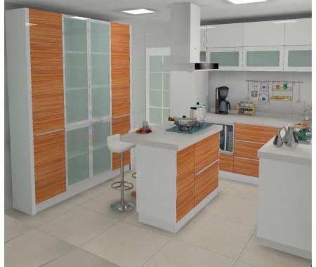 model kitchens white gloss and wood grain