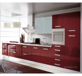 Custom high gloss UV red kitchen cabinet