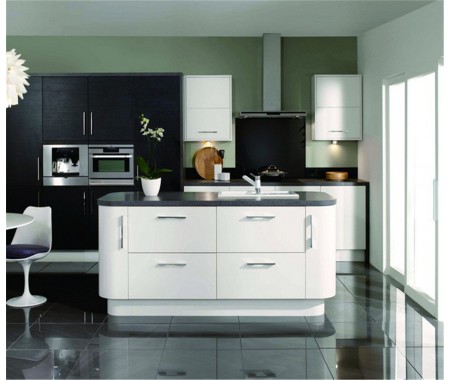 Black and whiet color high gloss kitchen cabinet