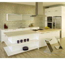 Custom sleek white laquer kitechen cabinet resplendent style