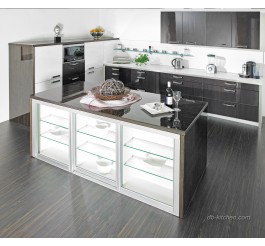 High gloss UV wood grain custom kitchen cabinet