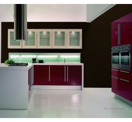 Modern glossy UV purple custom kitchen