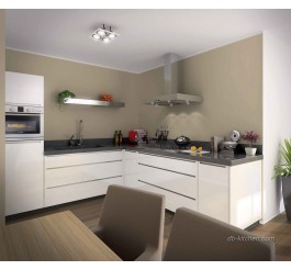 Modular glossy white lacquer kitchen cabinet design