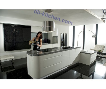 Custom modern kitchen glossy colored UV cabinet design