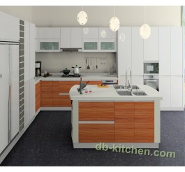 High gloss UV kitchen design cabinet wood grain cabinet