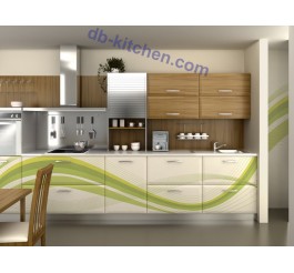Custom fresh high gloss kitchen cabinet MDF UV kitchen artistic style