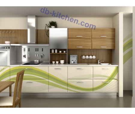 Custom fresh high gloss kitchen cabinet MDF UV kitchen artistic style