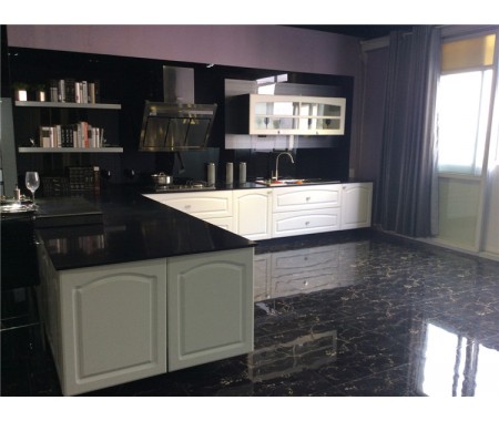 High class color PVC kitchen cabinet with high gloss ground design