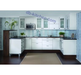 elegant rural style custom high gloss white lacquer China kitchen cabinet