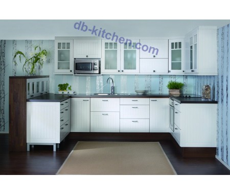 elegant rural style custom high gloss white lacquer China kitchen cabinet