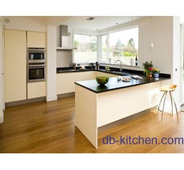 Matte beige PETG modern kitchen cabinet European style