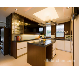 high class white matte PETG door wood grain veneer kitchen cabinet