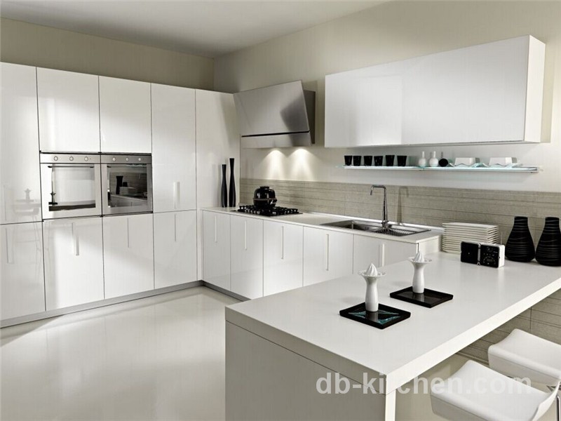 High gloss finished acrylic white customize kitchen cabinet