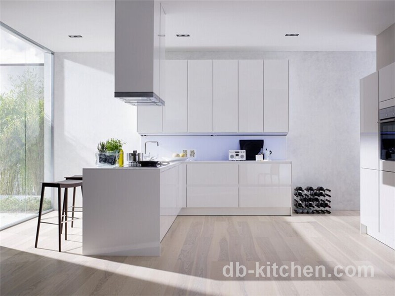 practical high gloss plywood UV board white modern kitchen 