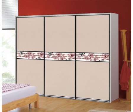 bedroom wardrobe with high gloss sliding door design