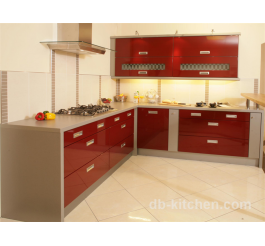 High gloss red acrylic kitchen cabinet custom made modern style