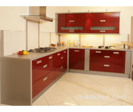 High gloss red acrylic kitchen cabinet custom made modern style