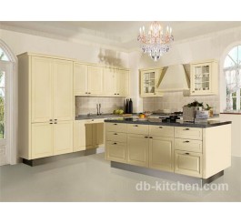 beige color PVC European style kitchen cabinet design