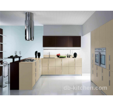 Modern style PETG khaki color kitchen cabinet with matte finish